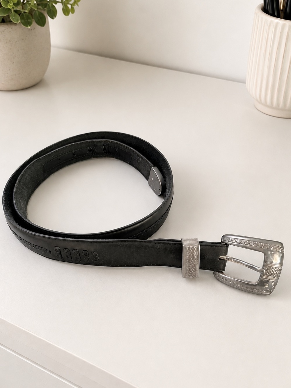Brighton Onyx Vintage 1998 Black Genuine Braided Leather Belt 34